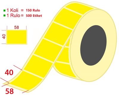 58x40 mm Termal Sarı Eczane İlaç Etiketi / Sarı Zemin