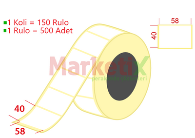 57x40 mm Termal Terazi Etiketi / 500 Lü Sarım